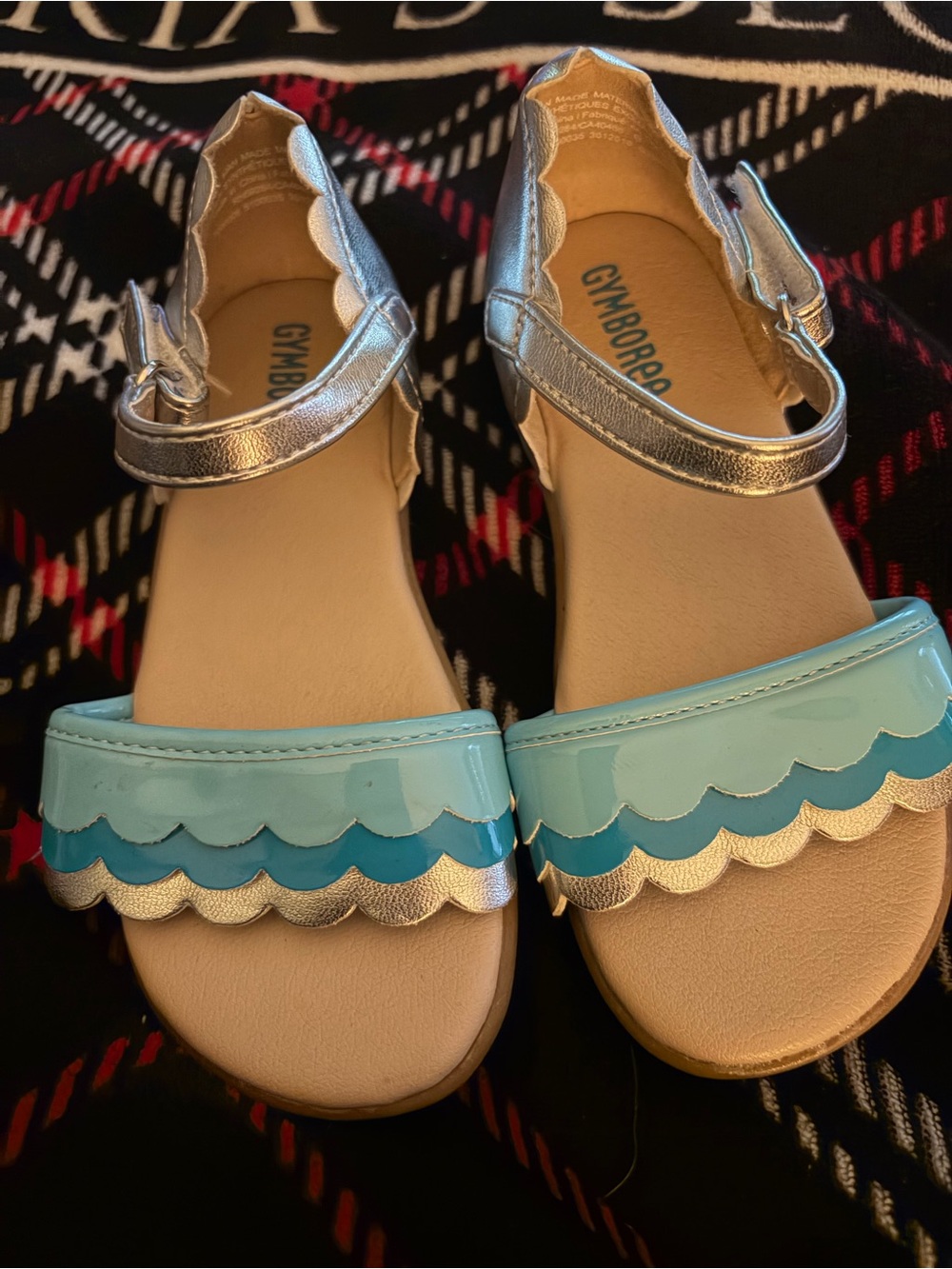 Gymboree Silver with Light Blue & Teal Scallop Girls' Sandals